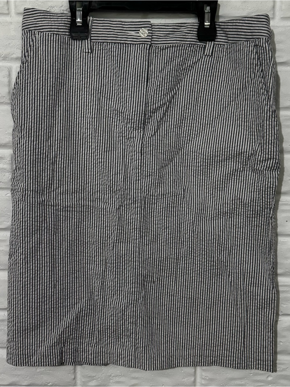 Isaac Mizrahi Target Skirt Womens 14 Pencil Blue Seersucker Casual Nautical Suit
